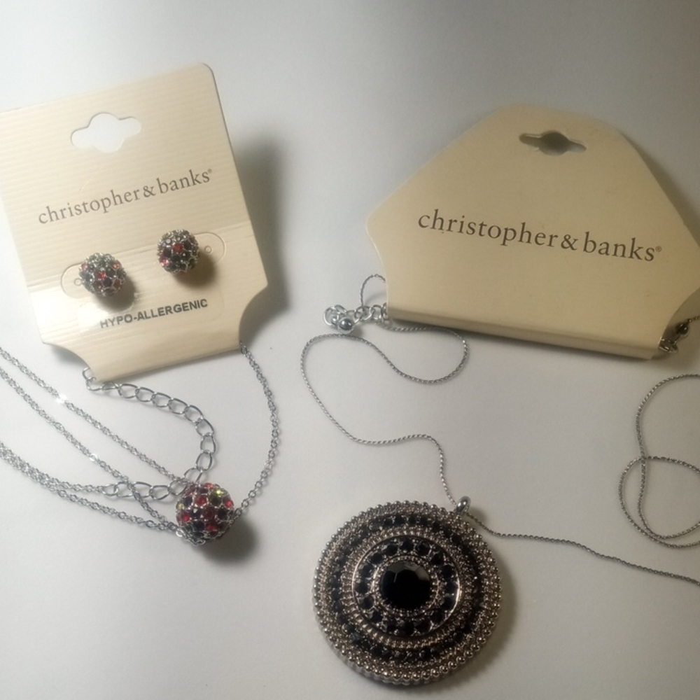 🌙 Christopher & Banks Boho Medallion & Crystal Orb Jewelry Set